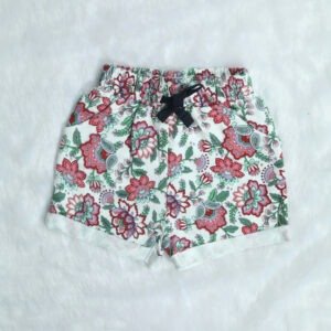 Girls Shorts Floral Print Regular Fit White Siragu99store