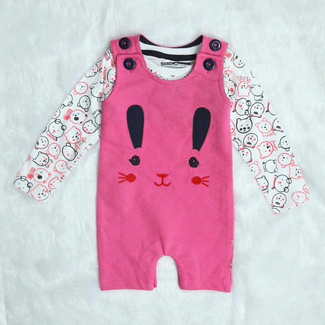 Unisex Baby Dungaree Full Sleeve Pink