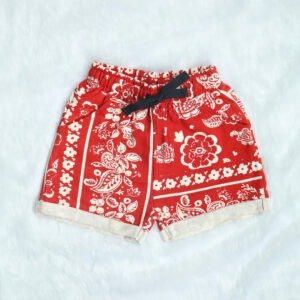 Short For Girls Casual Self Design Cotton Red Siragu99store